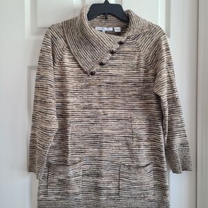 Eight Eight Eight Cowl Neck Sweater - Beige and Brown